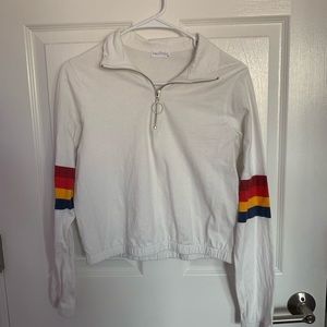 striped sleeve quarter zip